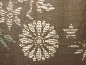 アンティーク 花模様織出し本場泥大島紬着物